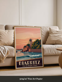 Biarritz Küste Sonnenuntergang Retro