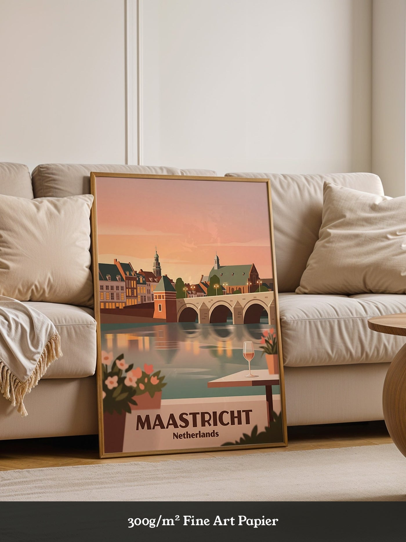 Maastricht Brücke in Abenddämmerung