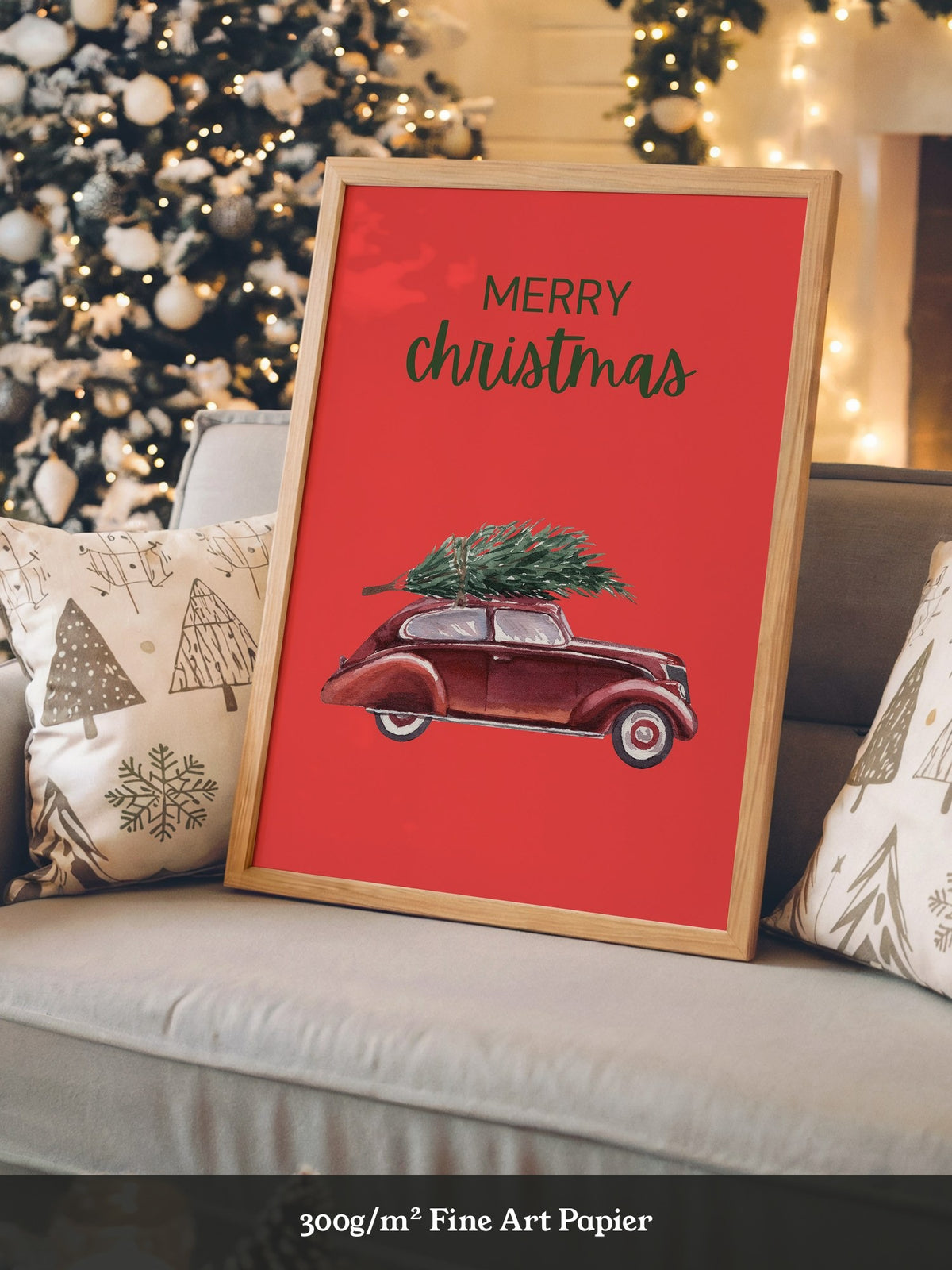 Auto mit Tannenbaum Rot