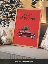 Auto mit Tannenbaum Rot