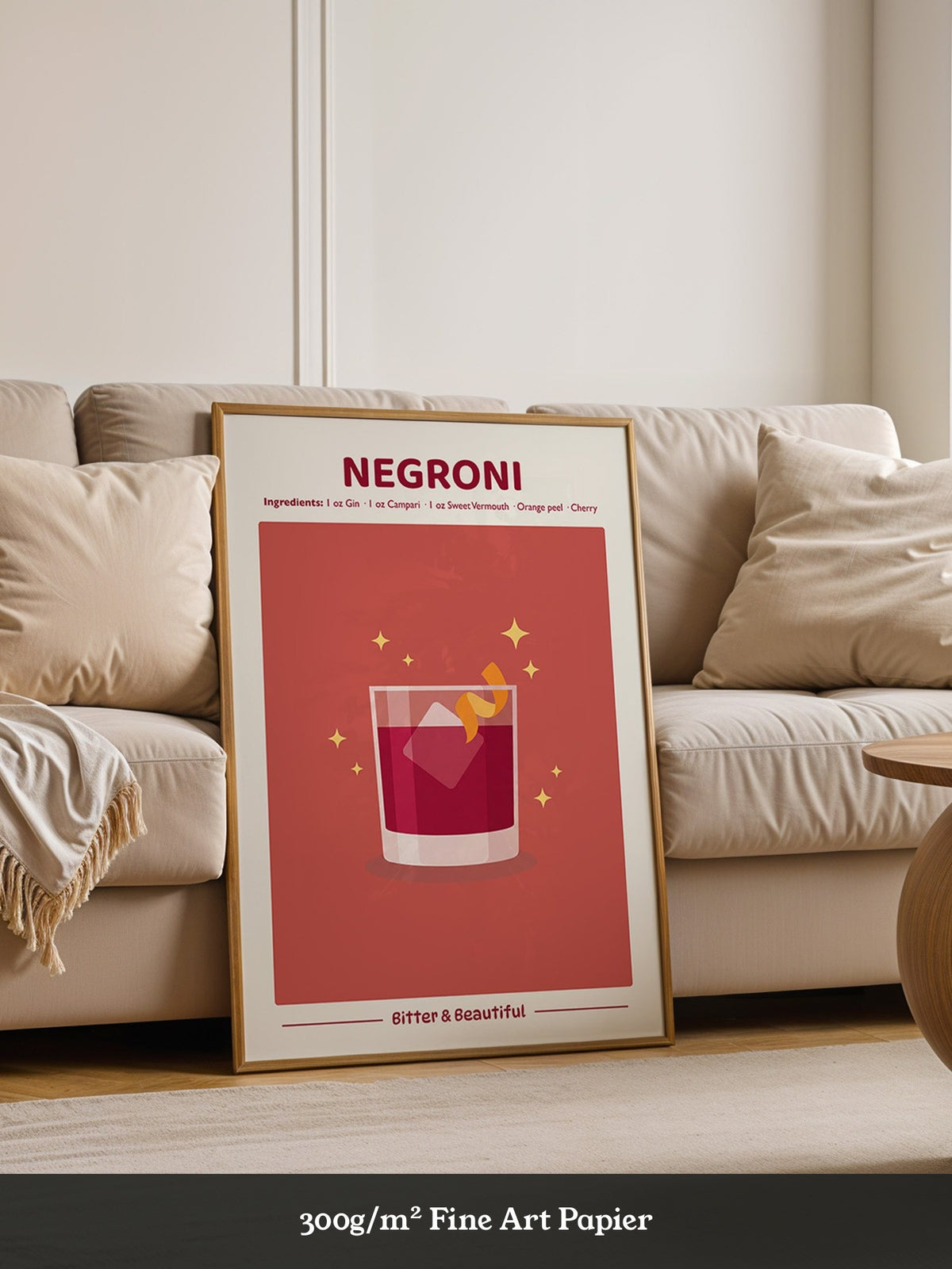 Negroni Drink Illustration Rot