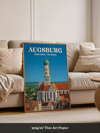Augsburg Skyline Retro-Illustration