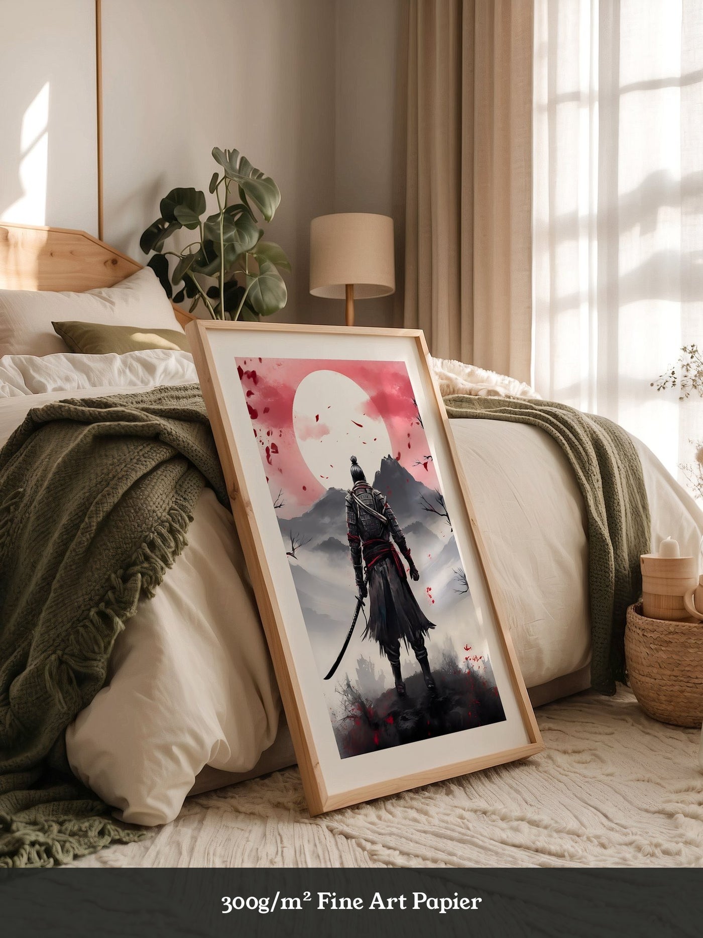 Samurai Vollmond Nebellandschaft