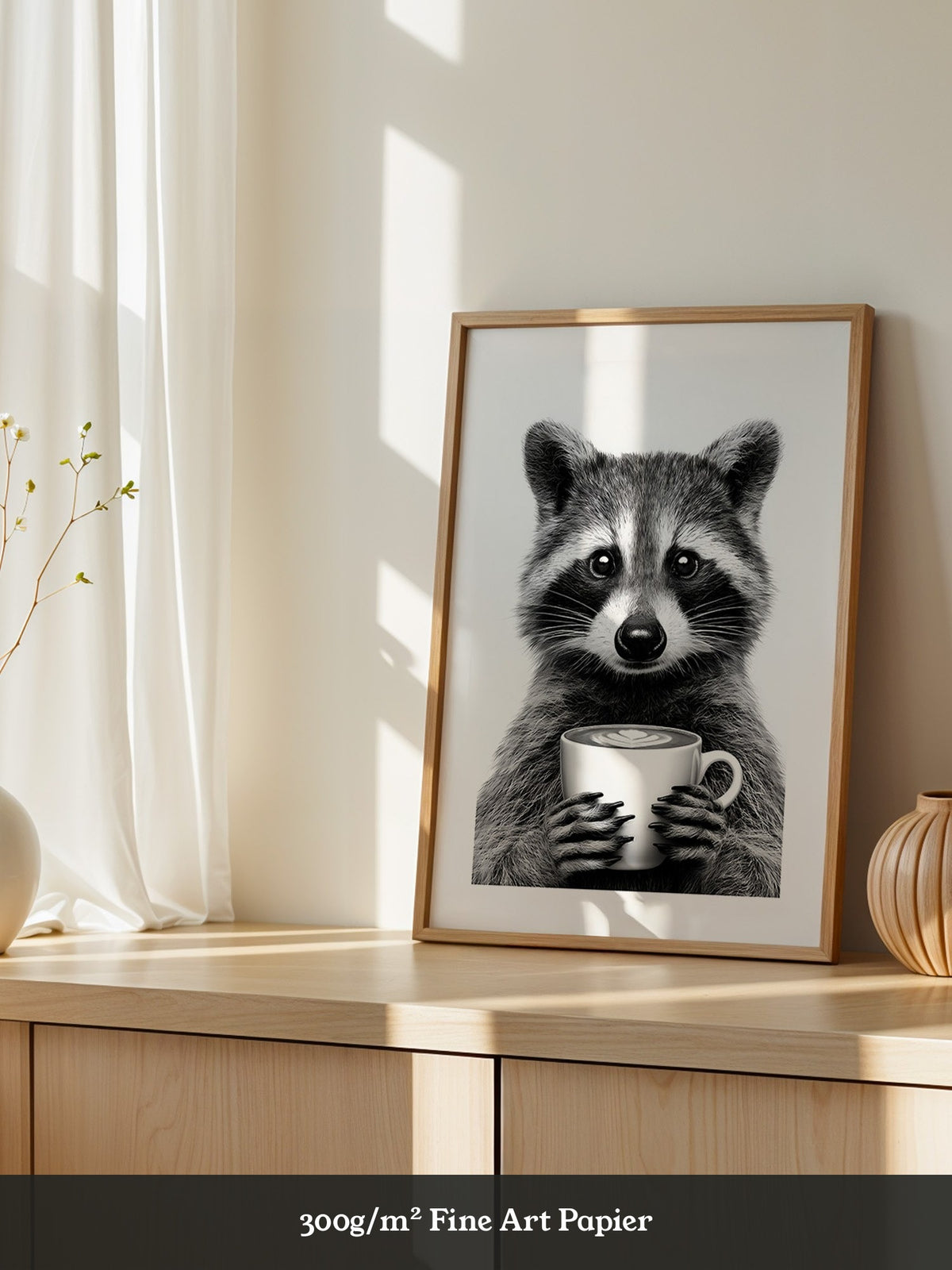 Waschbär Café Schwarzweiß