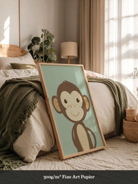 Lächelnder Affe Cartoon Mint-Hintergrund