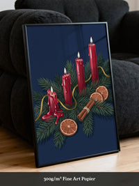 Rote Kerzen Tannenzweige Illustration
