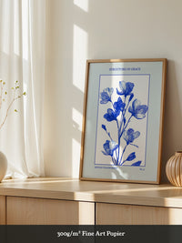 Blaue Blumen grafisch minimalistisch