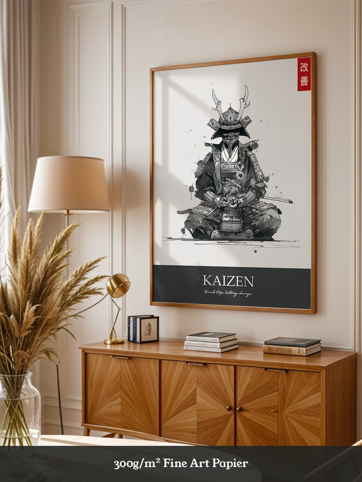 Samurai Meditation Tuschezeichnung