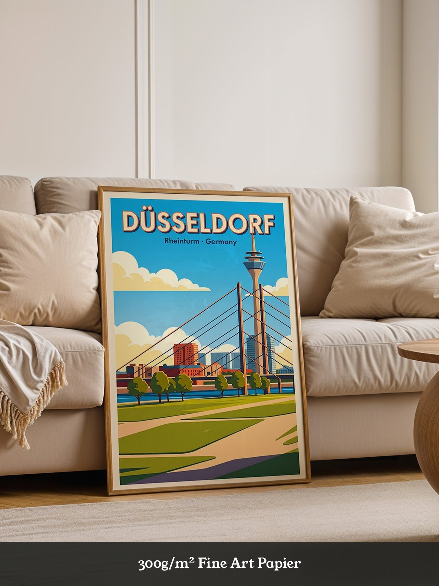 Rheinturm Düsseldorf Retro Skylinie
