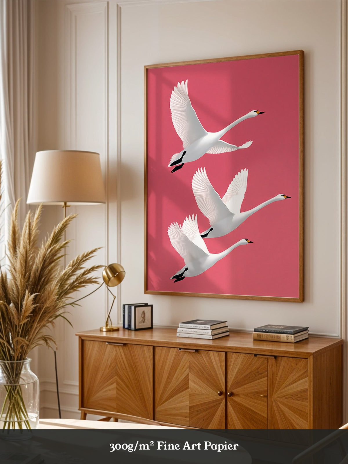 Schwäne Flug rosa Hintergrund