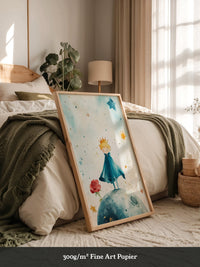 Kleiner Prinz Aquarell träumerisch