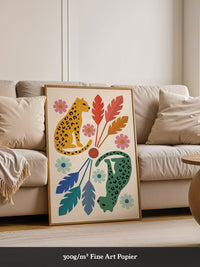 Leopard Blumen Illustration Bunt