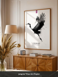 Kranich Flug Aquarell Stil