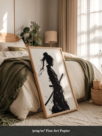 Kriegerin der Stille – Samurai-Frau in Tusche