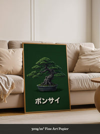 Bonsai mit grünem Hintergrund