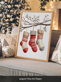 Weihnachtssocken Ast Aquarell