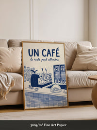 Café Barista Illustration Blau