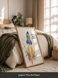 Rakete Aquarell Buntabdruck