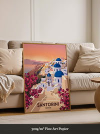 Santorini Stadtansicht Pastellfarben