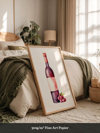 Weinflasche mit Trauben Aquarell