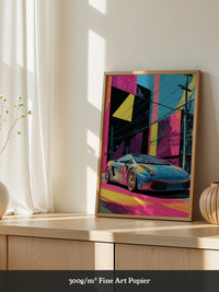 Sportwagen Neonfarben Cityscape