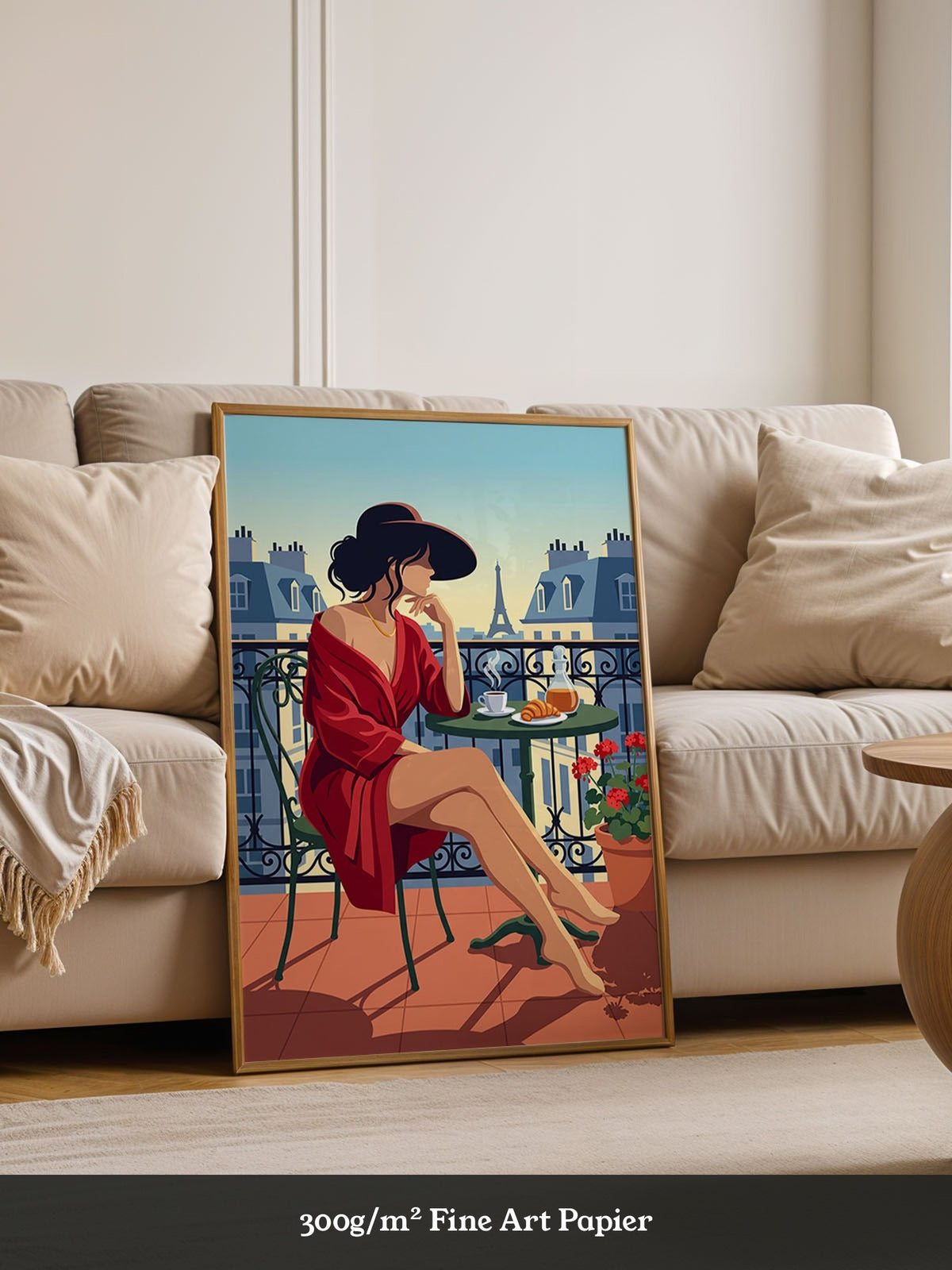 Paris Frau Balkon Retro