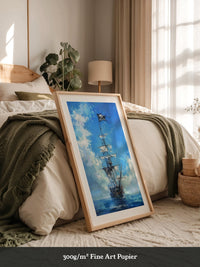 Piraten-Schiff blaue Malerei