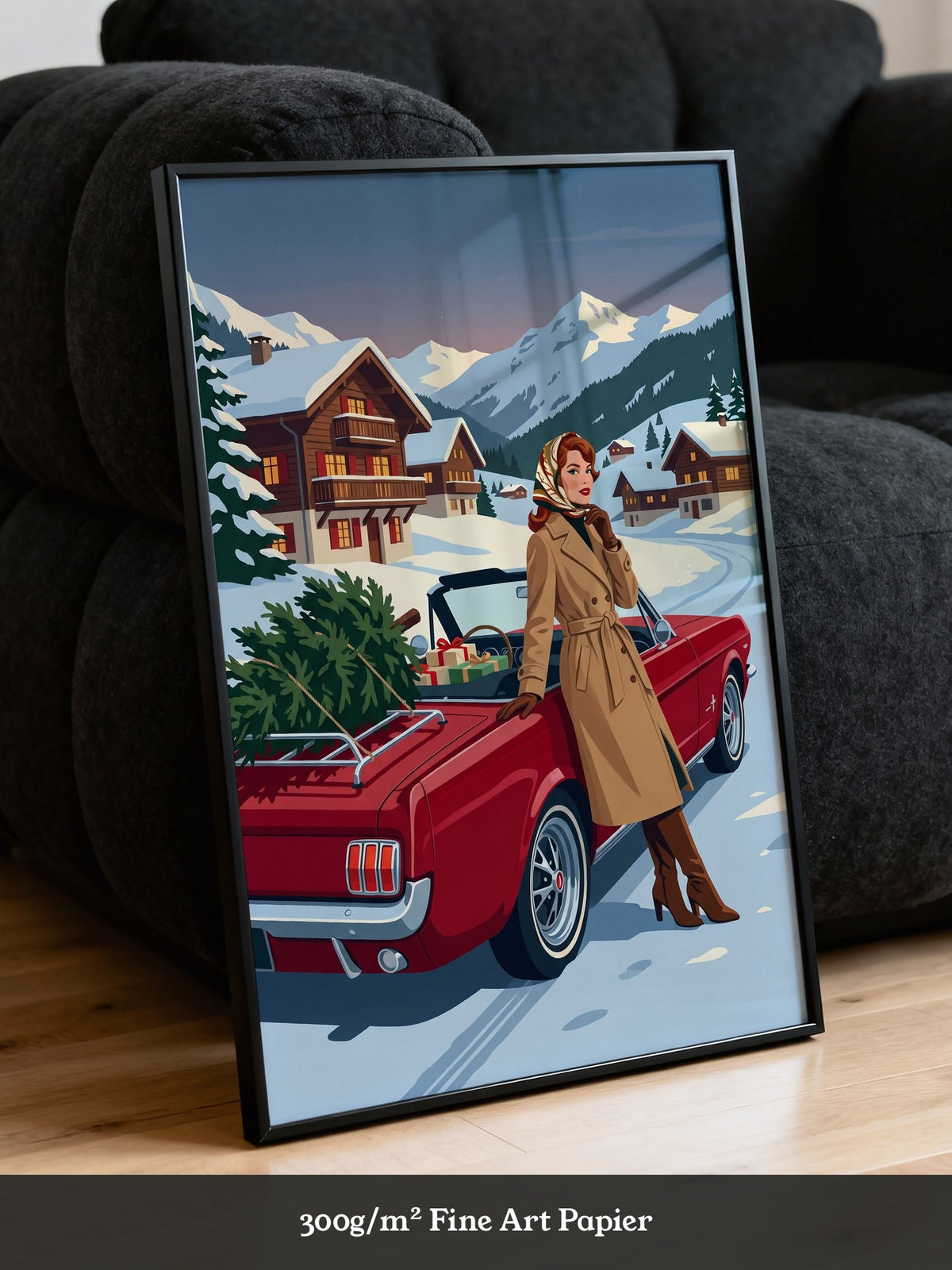 Retro Auto Winterlandschaft