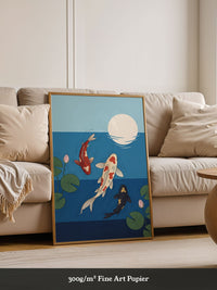 Koi Fische Mondlicht Illustration
