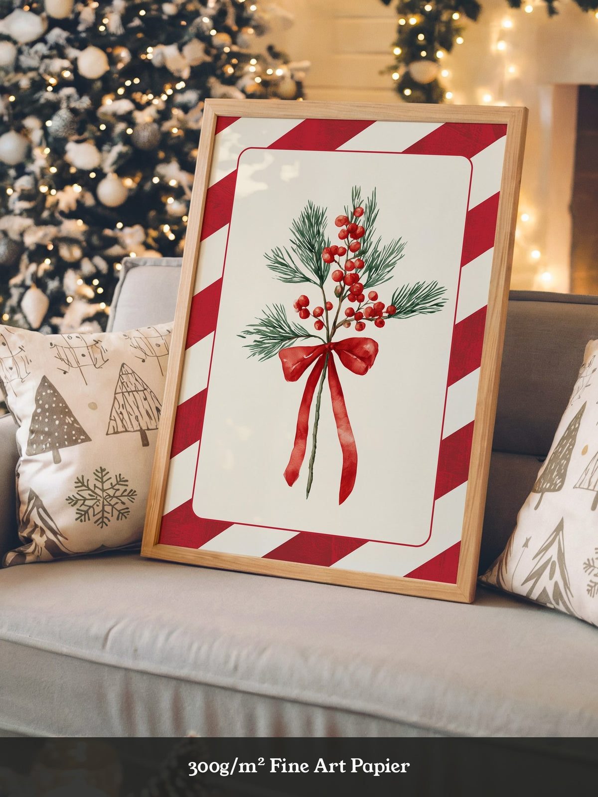 Weihnachtszweige Rot Grün Vintage