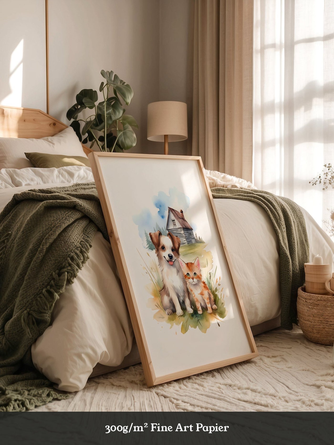 Welpen Kitten Landhaus Aquarell