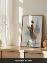Frau Tulpen Wintermorgen