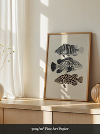 Fische Tiermuster Schwarz Weiß