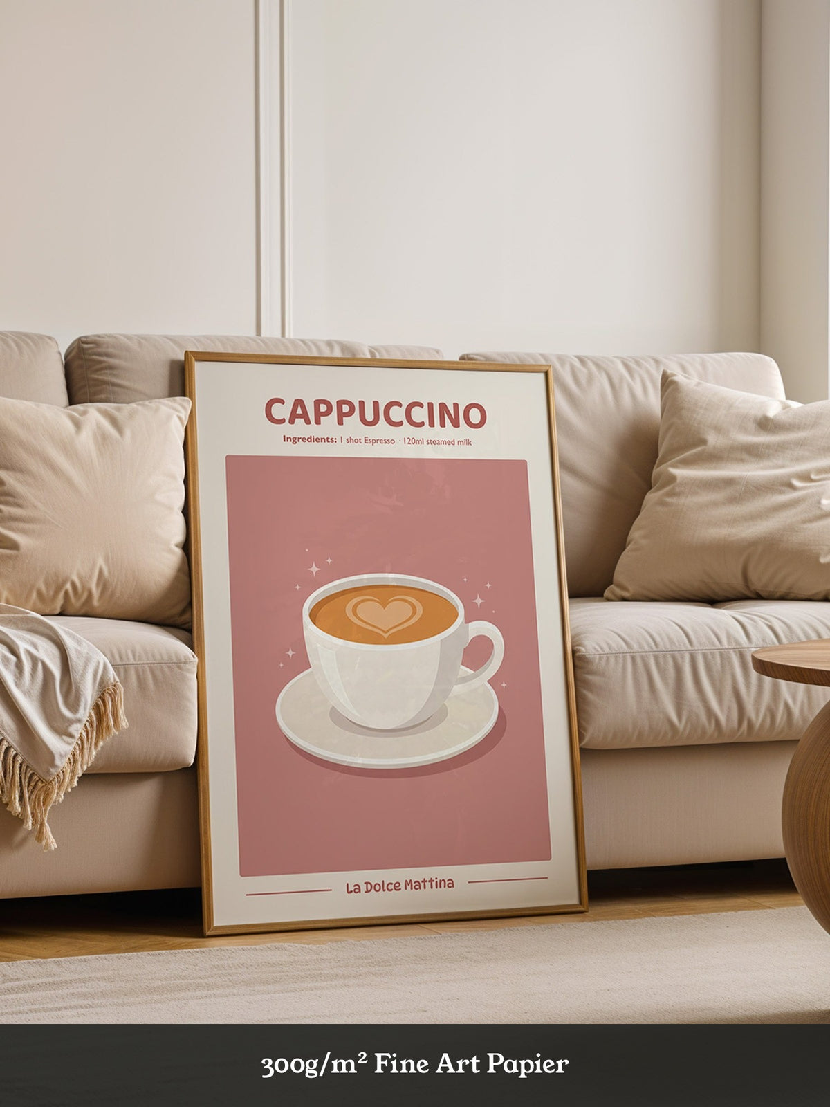 Herz Cappuccino rosa Hintergrund