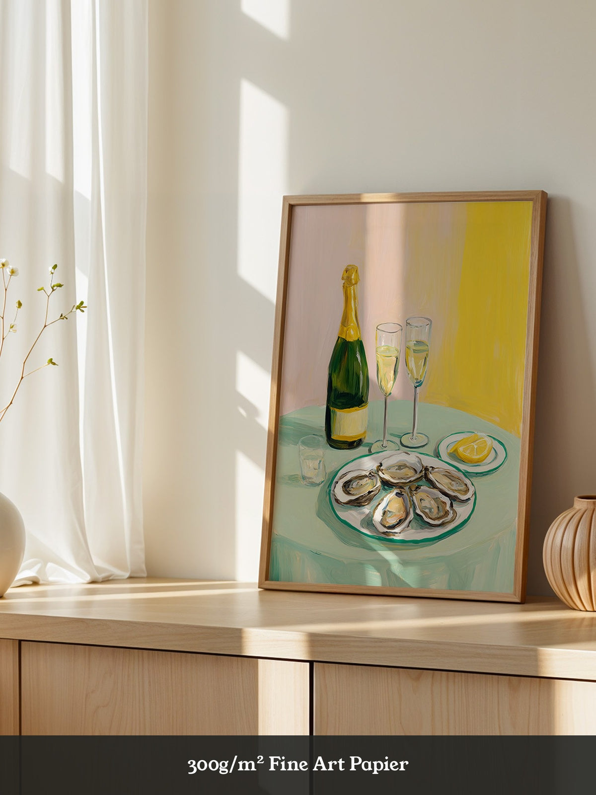 Austern Champagner Malerei Pastell