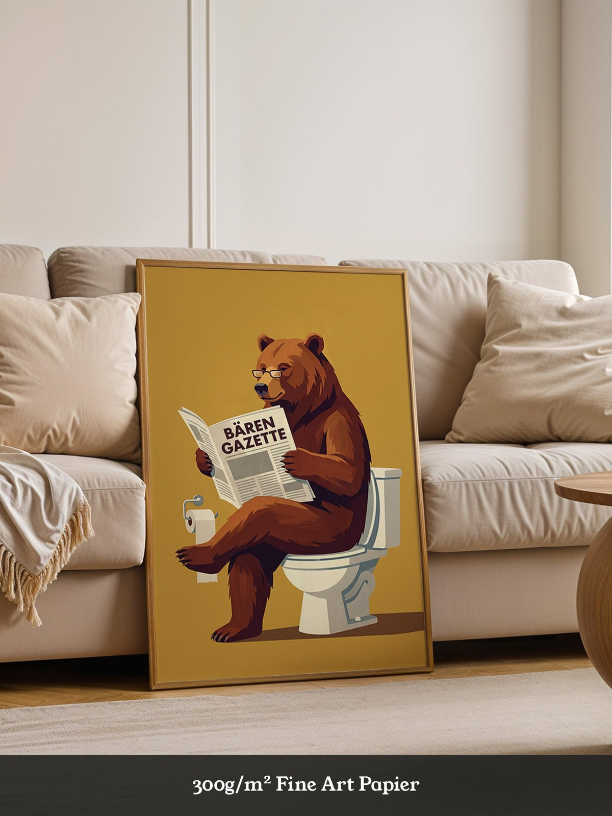 Lesender Bär auf Toilette Humor