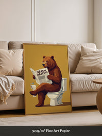 Lesender Bär auf Toilette Humor