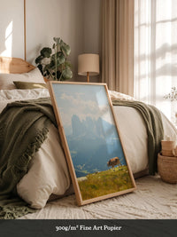Kuh Berglandschaft pastell