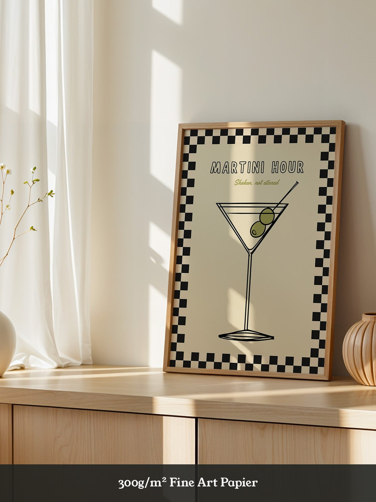 Martiniglas Oliven Retro-Muster