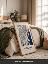 Barcelona Stadtkarte Blau Weiß