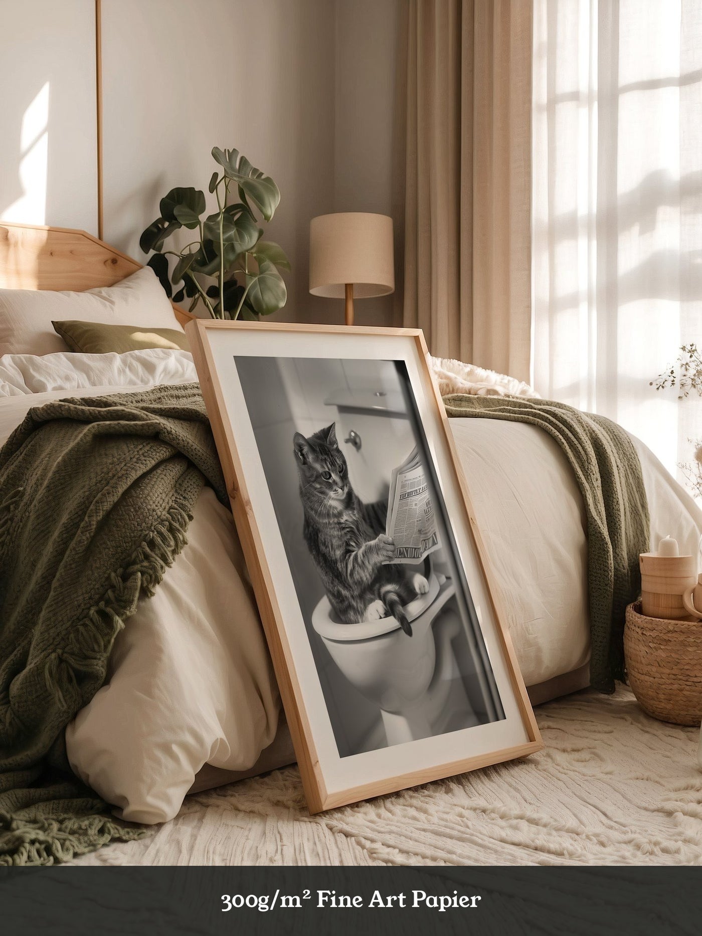 Zeitungslesende Katze S/W