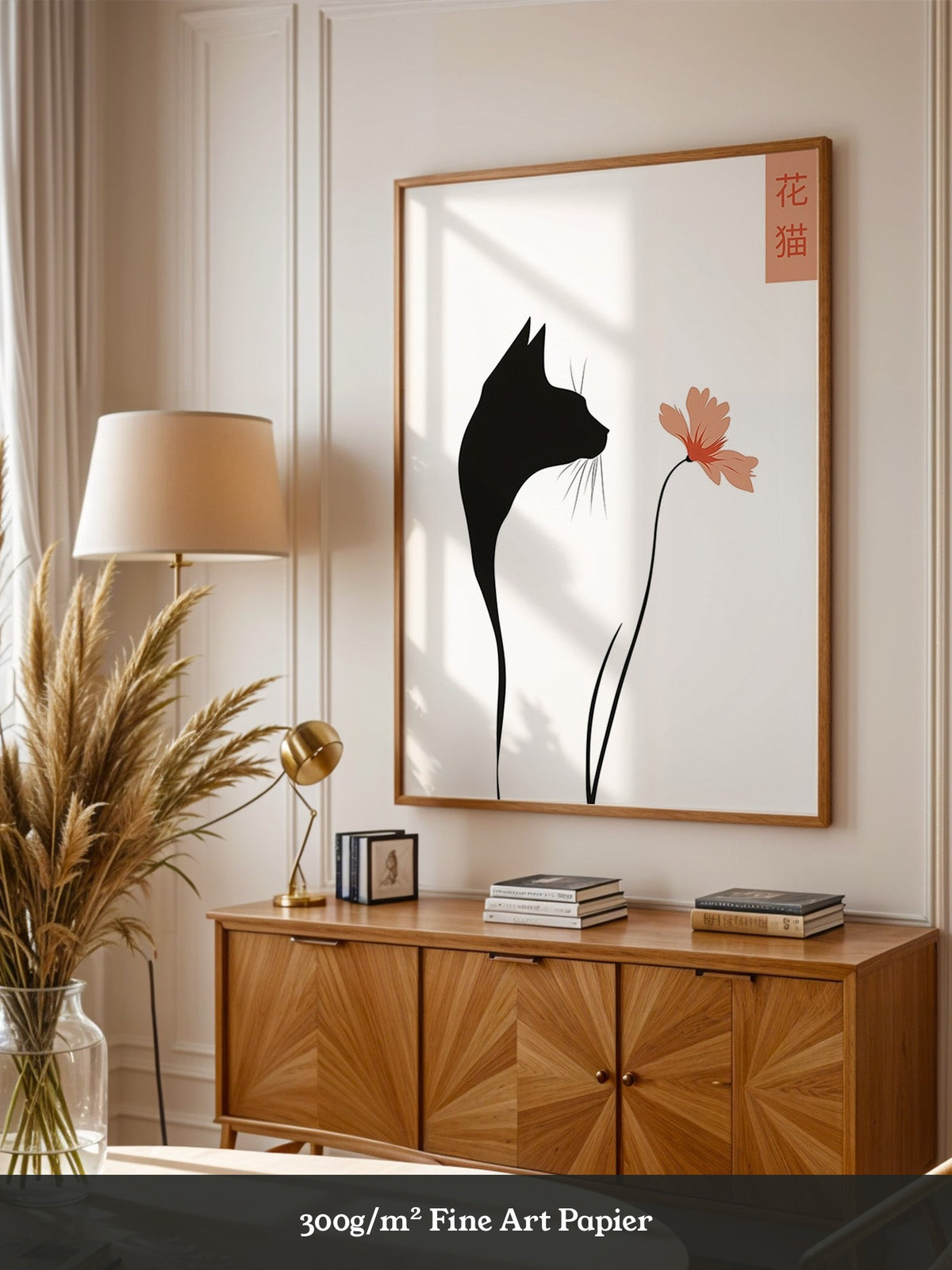 Katzen Silhouette Blume Minimalistisch