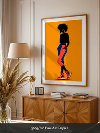 Silhouette Frau leuchtend orange