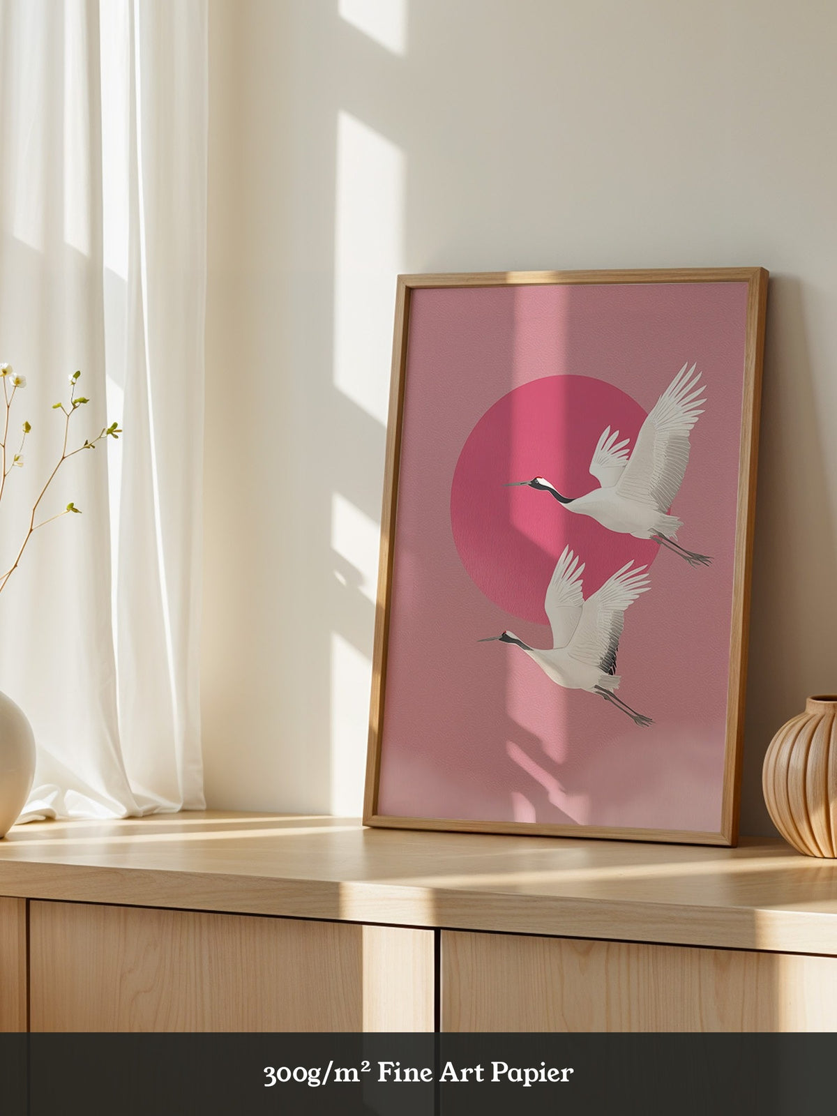Kraniche Rosa Sonne