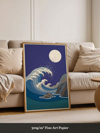 Welle Mondnacht Illustration