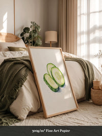 Gurkenscheiben Aquarell Frisch