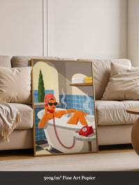 Badewanne Retro Illustration Orange