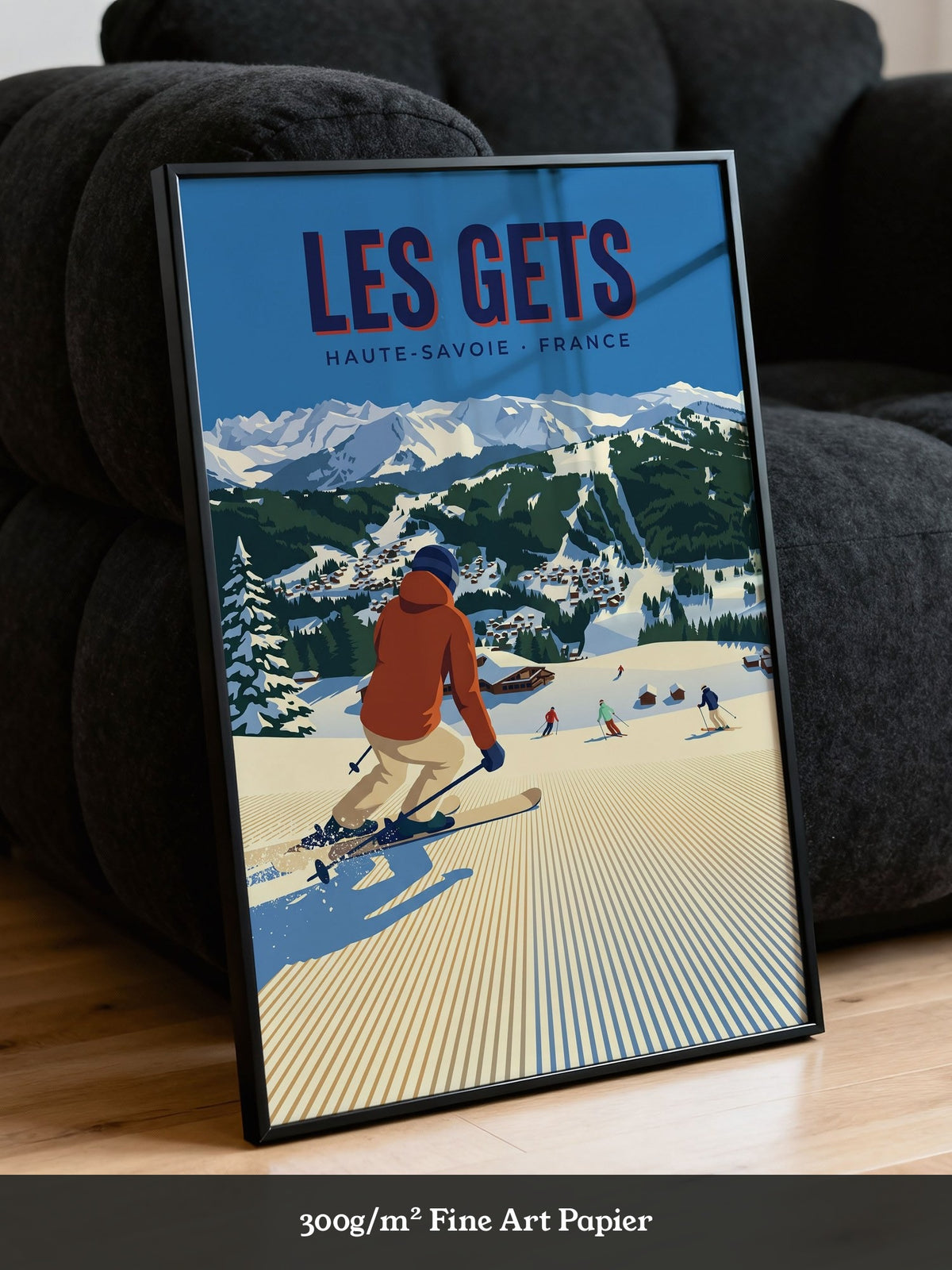 Skifahrer Berge Retro