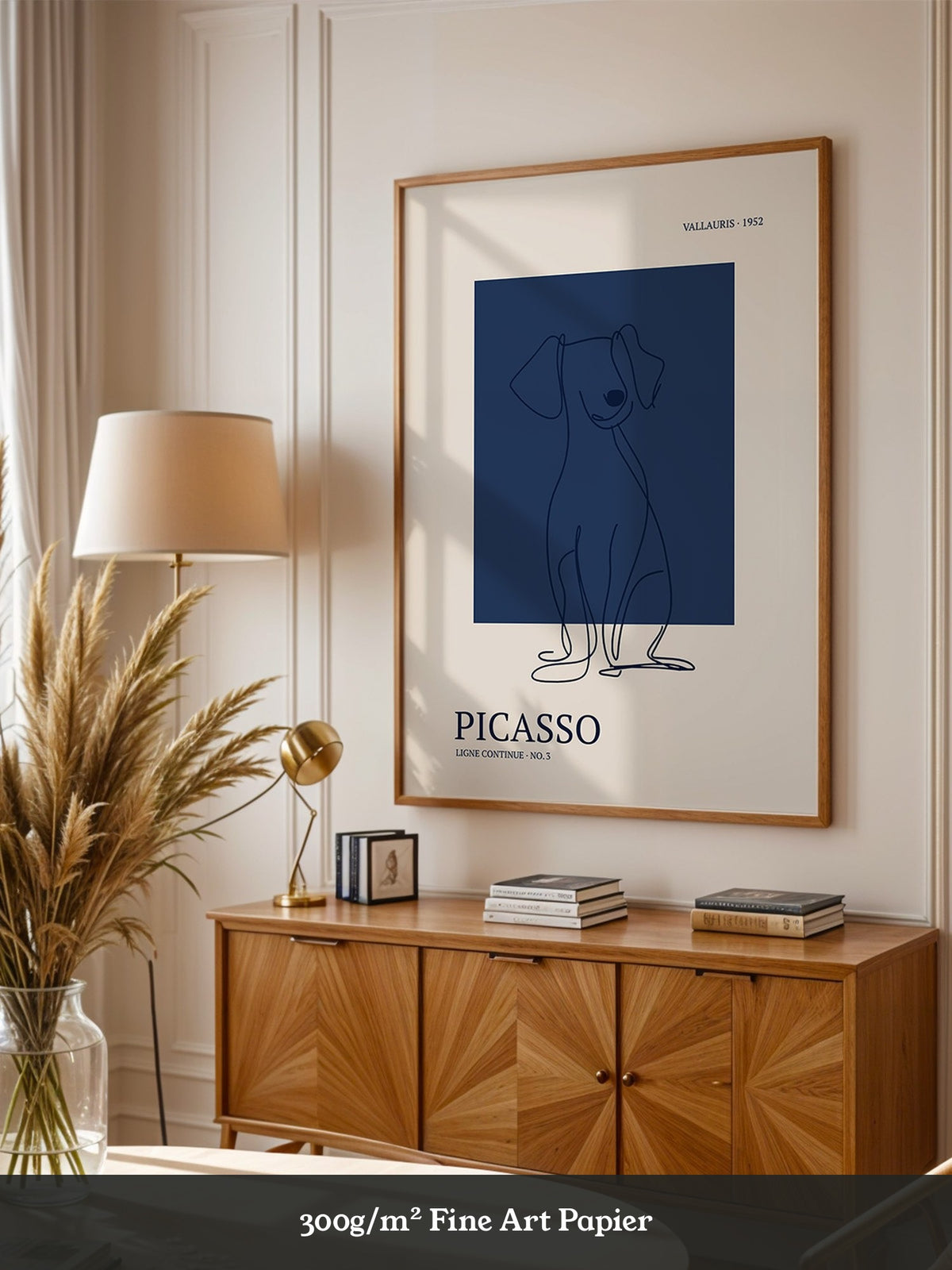 Hund Linie Blau Retro