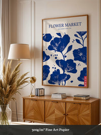 Blumen Blau Weiß Grafik
